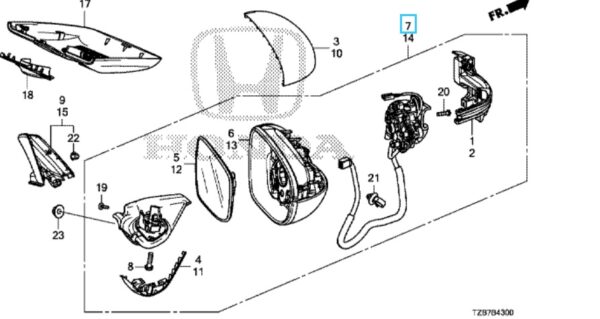 Honda Jazz Hybrid 2020 Onwards Offside Mirror
