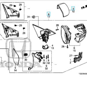 Honda Civic 2017-2021 Offside Mirror with Painted Cover