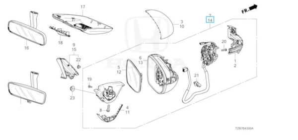 Honda Jazz E:HEV 2023-2025 Nearside Mirror Unit