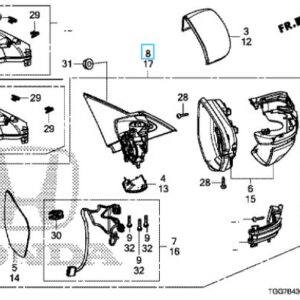 Honda Civic SE 2017-2021 Offside Mirror Unit