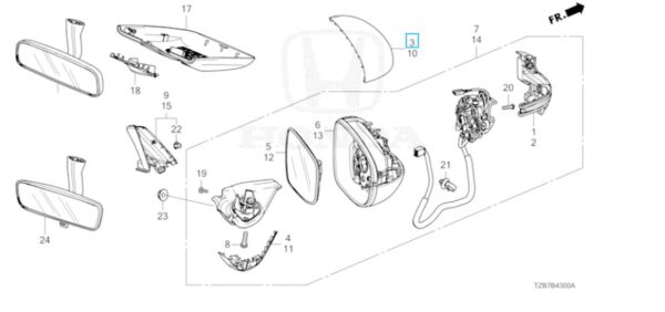 Honda Jazz E:HEV 2021-2025 Offside Painted Mirror Cover