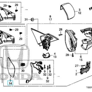 Honda Civic 2017-2021 Nearside Mirror Glass