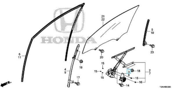 Honda CR-V 2017-2018 Civic 2012-2016 OSF Window Motor