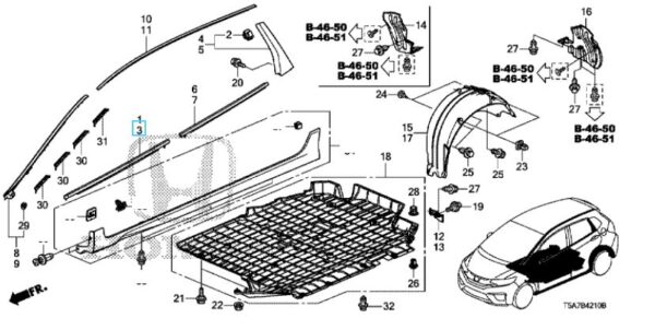 Honda Jazz 2016-2019 NSF Scraper Moulding