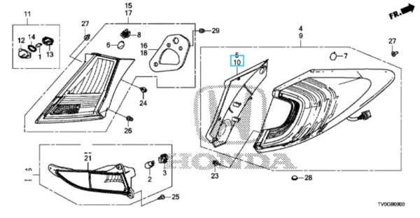 Honda Civic 2015-2016 Nearside Tail Light Bezel