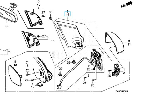 Honda Civic SE 2014-2016 Nearside Mirror Unit | Honda Direct Parts