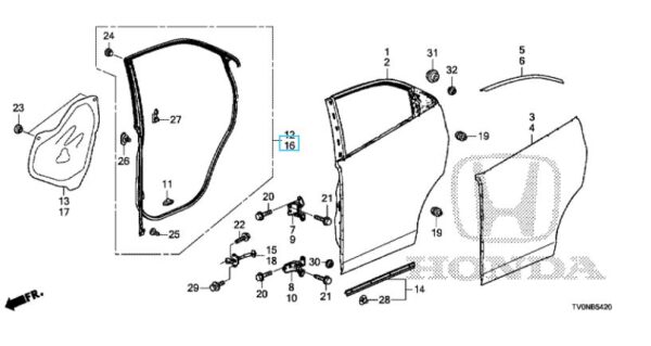 Honda Civic 2012-2016 NSR Door Weatherstrip