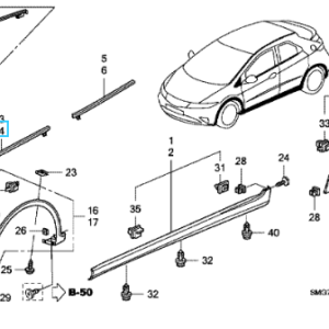 Honda Civic 5 Door 2007-2011 NSF Door Scraper Moulding
