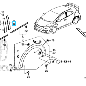 Honda Civic 5dr 2012-2017 LHR Door Pillar Garnish