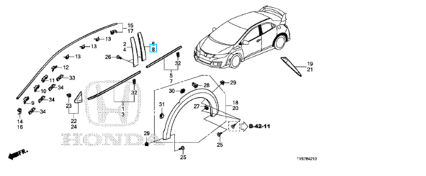Honda Civic 5dr 2012-2017 LHR Door Pillar Garnish