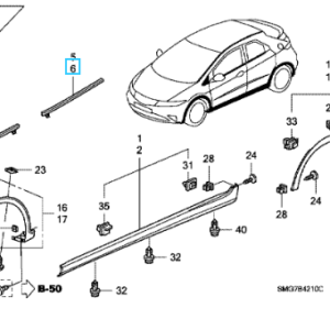 Honda Civic 5 Door 2006-2011 NSR Door Scraper Moulding
