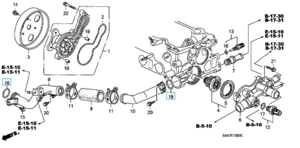 Honda Jazz 2002-2008 Coolant Pipe O-Ring
