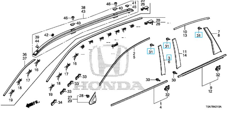 Honda CR-V 2013-2018 Offside Front B Pillar Trim