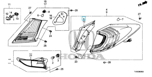 Honda Civic 2015-2016 Offside Tail Light Bezel