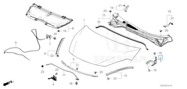 Honda Jazz 2021-2025 Offside Bonnet Hinge