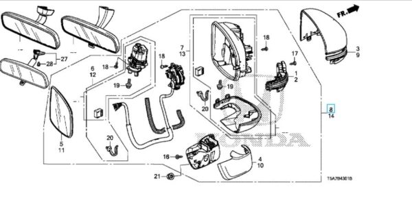 Honda Jazz ES 2017-2020 Offside Mirror Unit
