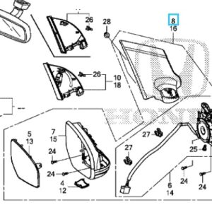 Honda Civic ES and EX 2012-2016 Offside Mirror