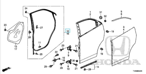 Honda Civic 2012-2016 OSR Door Weatherstrip