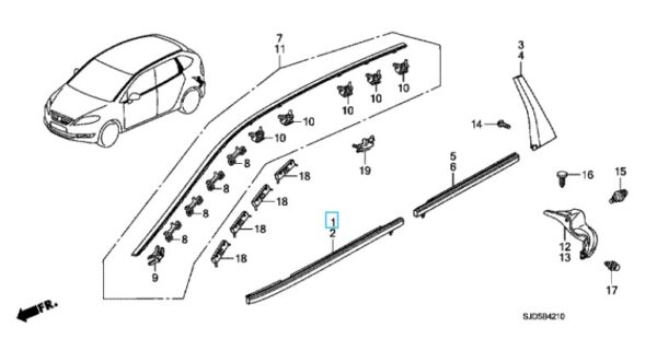 Honda FR-V OSF Scraper Moulding
