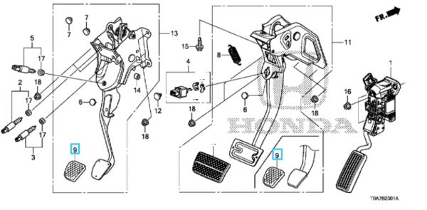 Honda CR-V 2013-2018 Manual Brake / Clutch Pedal Rubber