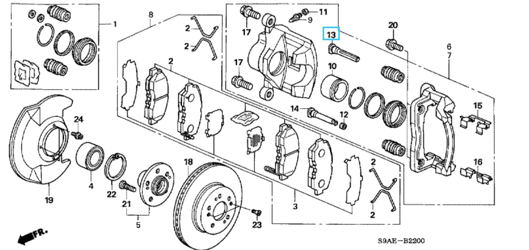 Honda CR-V 2001-2006 Front Caliper Pin A