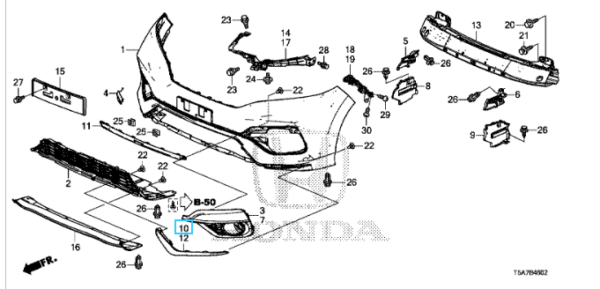 Honda Jazz 2018-2020 RHF Lower Bumper Moulding