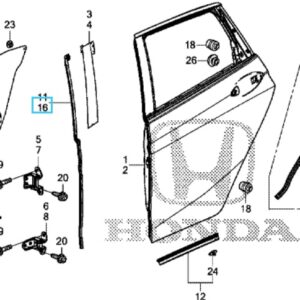 Honda Jazz 2016-2019 NSR Door Centre Sub Seal