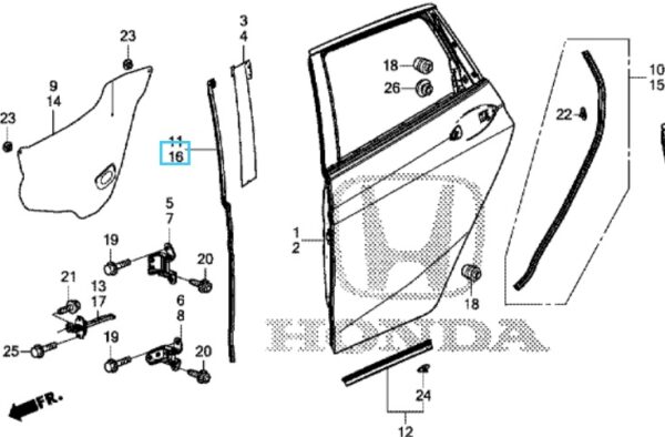 Honda Jazz 2016-2019 NSR Door Centre Sub Seal