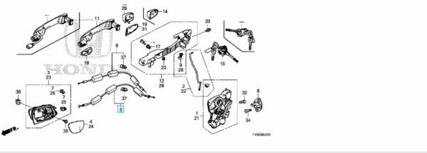 Honda Civic 5dr 2012-2016  Cable - Latch to Handle