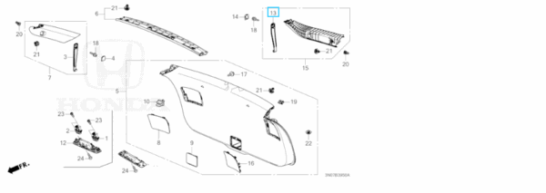 Honda HR-V 2022-2025 Parcel Cover Hook LH