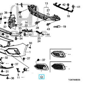 Honda Civic Diesel 2018-2019 LHF Foglamp Garnish