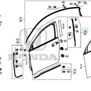 Honda HR-V 2016-2020 OSF Door Centre Sub Seal