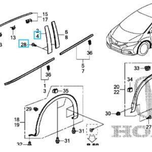 Honda Civic 2012-2016 Nearside Front Exterior B Pillar Trim