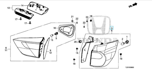 Honda Jazz 2021-2025 Offside Taillight