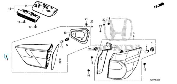 Honda Jazz 2021-2025 Offside Inner Tail Light