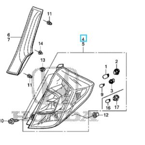 Honda Jazz 2016-2020 Offside Rear Lower Tail Light