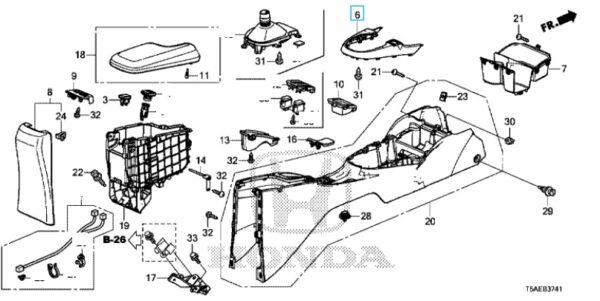 Honda Jazz 2016-2019 Centre Console Garnish