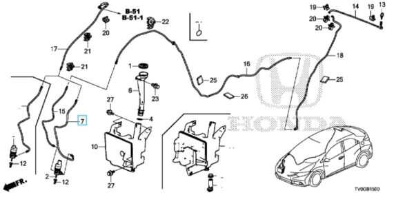 Honda Civic 2012-2016 Front Washer Tube 570mm