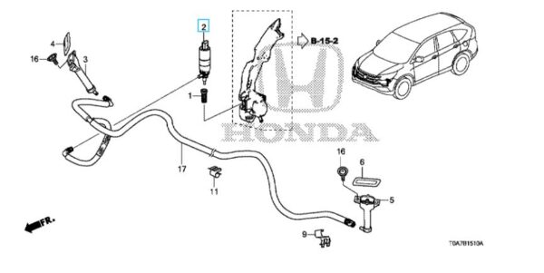 Honda CR-V 2013-2018 Civic 2012-2015 Headlight Washer Motor