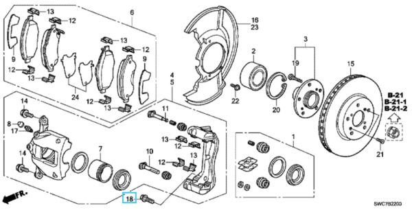 Honda CR-V 2007-2021 Front Caliper Mounting Bolt