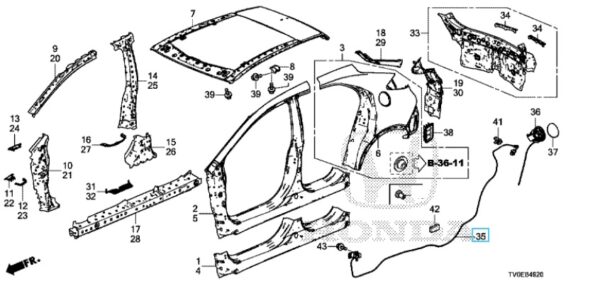 Honda Civic 2012-2016 Fuel Lid Opener Cable
