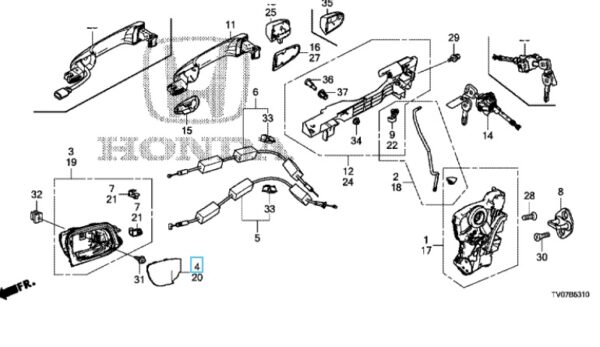 Honda Civic 2012-2016 Offside Front Interior Door Handle Cover