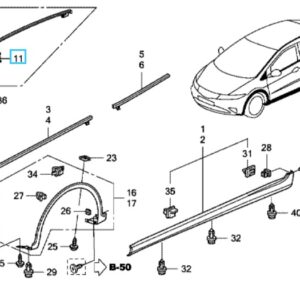 Honda Civic 2006-2011 Roof Moulding Clip F