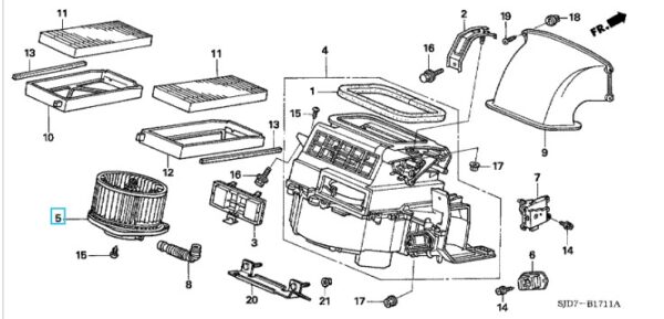 Honda 2009 FR-V Fan Motor Assembly