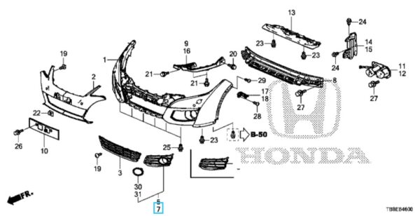 Honda Civic Tourer 2015-2017 Nearside Fog Lamp Surround