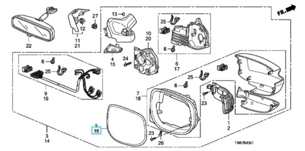 Honda Insight Passenger Mirror Glass