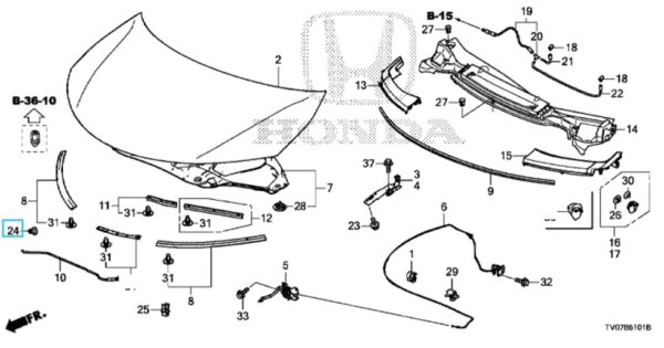 Honda Civic 2012-2016 Bonnet Stay Grommet