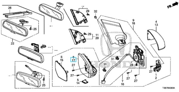 Honda Civic 2014-2016 Nearside Mirror Housing