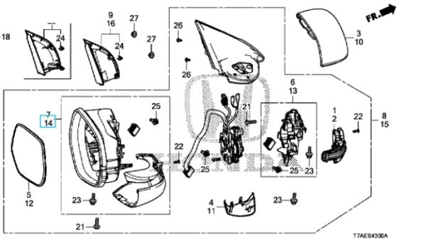 Honda HR-V 2016-2020 Nearside Mirror Housing Set