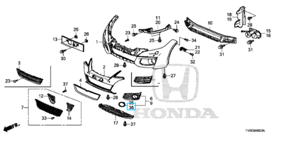 Honda Civic 5Dr & Tourer 2015-2017 LH Foglamp Grille Moulding